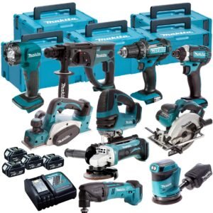 18V Cordless 10-Piece Tool Kit with 4 x 5.0Ah Batteries and 5 Carry Cases