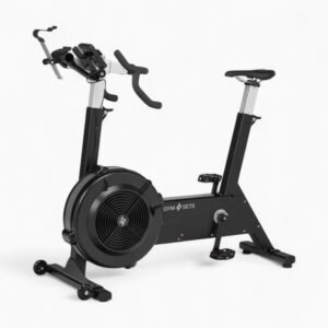 Air Resistance Exercise Bike with Freewheel Clutch and Belt Drive