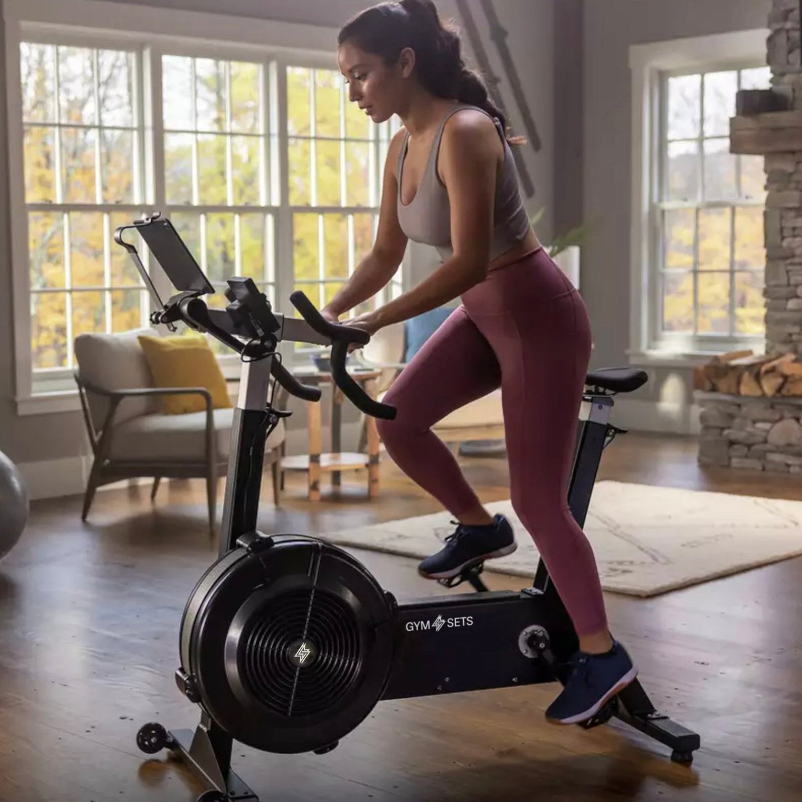 Air Resistance Exercise Bike with Freewheel Clutch and Belt Drive - Image 10