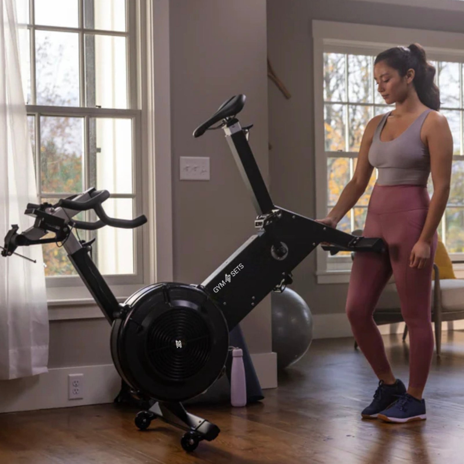 Air Resistance Exercise Bike with Freewheel Clutch and Belt Drive - Image 11